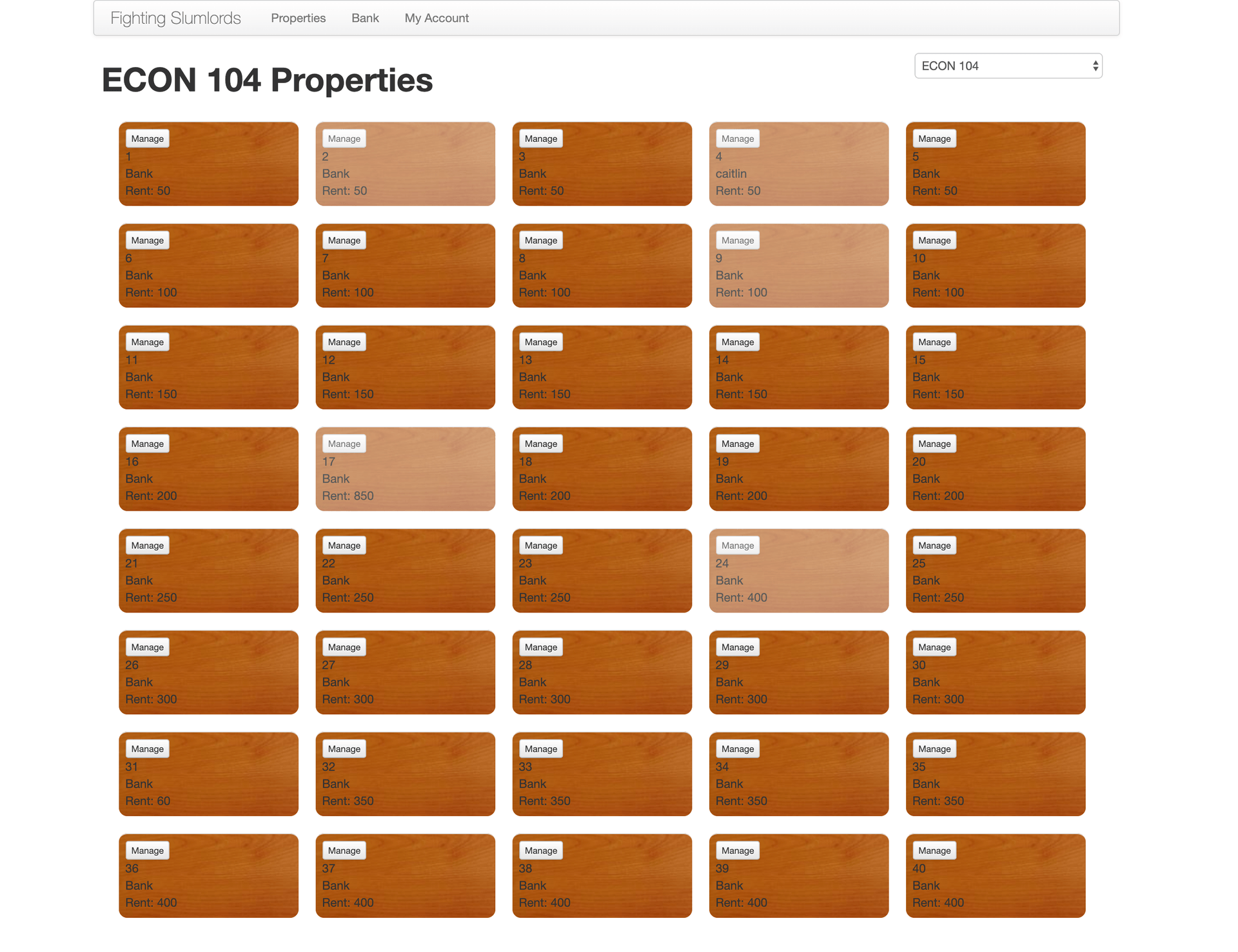 A visual grid of desks representing a classroom.